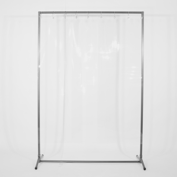 Stellwand Schutzwand VIPER 1300 mit Lamellenvorhang aus 470 x 0,4 mm Lamellen Glasklar